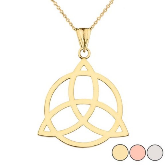 10K Solid Gold Trinity Knot Circle of Life Silhouette Pendant